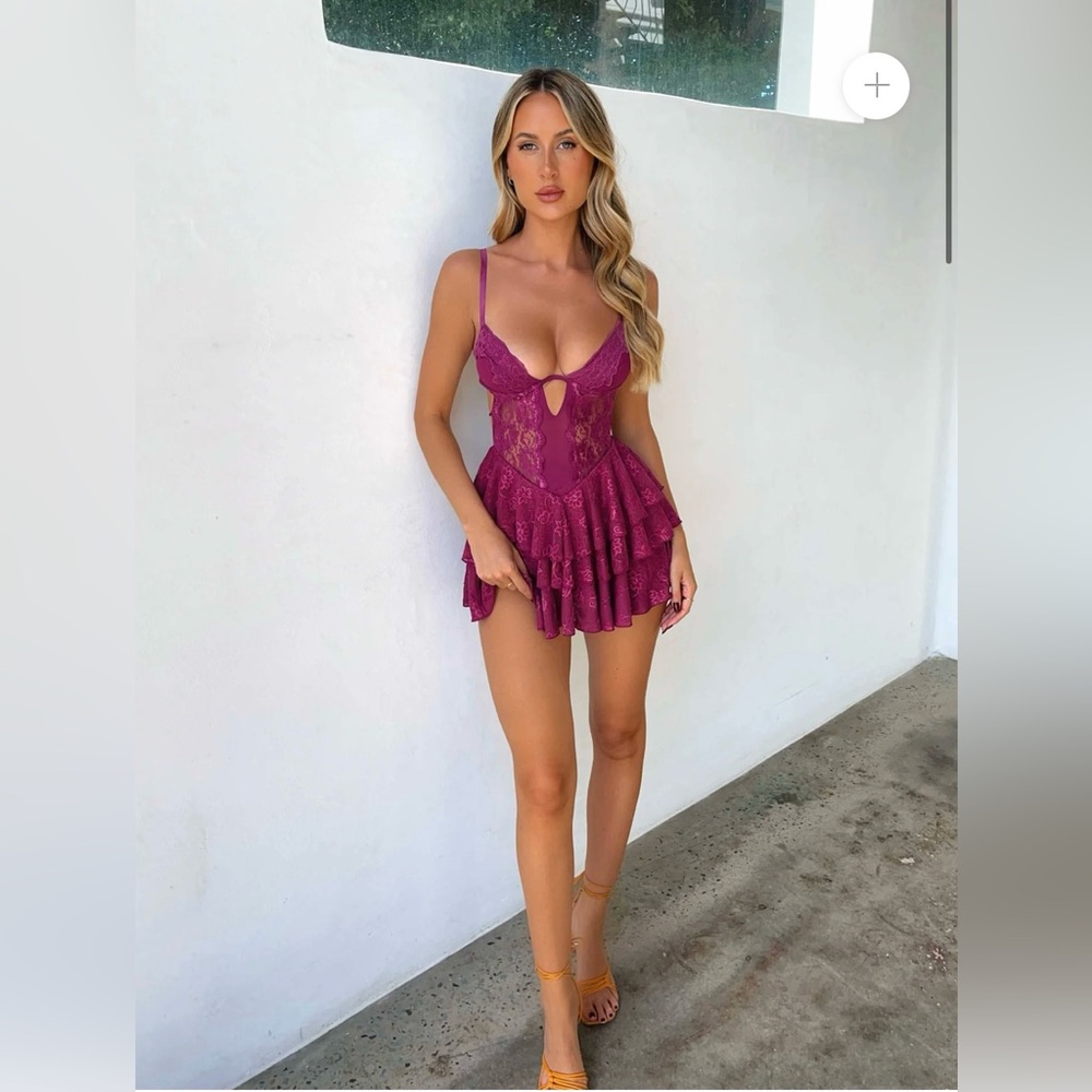 OUTCAST GRAZIE MINI DRESS PLUM XS